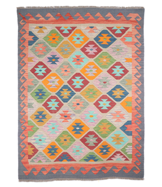 200x150 cm Handgewebter Traditioneller Kelim Teppich Woll