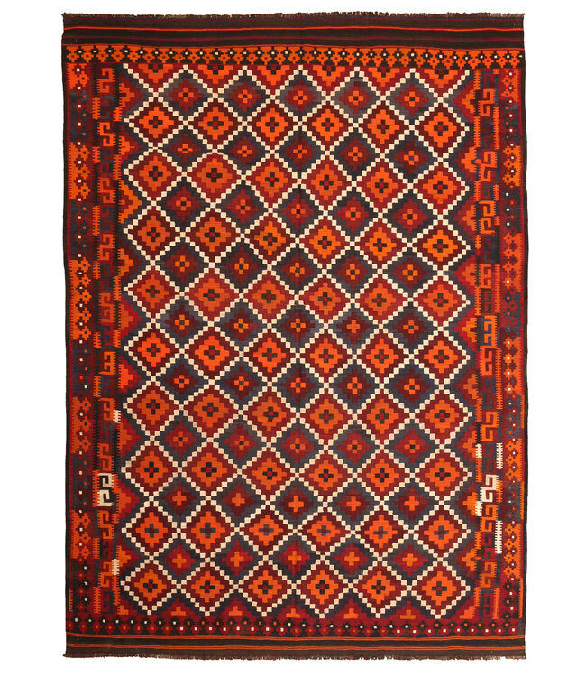 394x269cm Vintage Kelim teppich im alten Stil aus 100 % Wolle Maimana