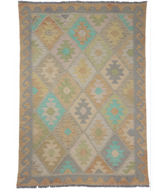 Kelimshop 206x146 cm Handgewebter Traditioneller Kelim Teppich Woll