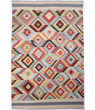 Kelimshop 254x173 cm Handgewebter Traditioneller Kelim Teppich Woll