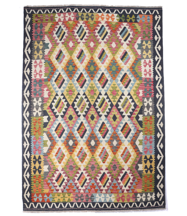 298x208 cm Handwoven Traditional Kelim Area Rug Wool Carpet