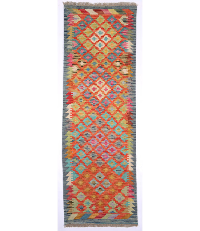 194x65 cm Handgewebter Kelim Läufer  Wollteppich