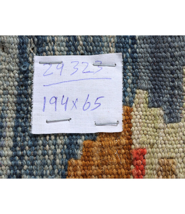 194x65 cm Handgewebter Kelim Läufer  Wollteppich