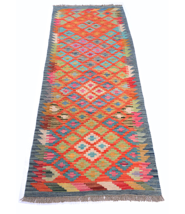 194x65  cm Handwoven Kelim Runner Wool Rug