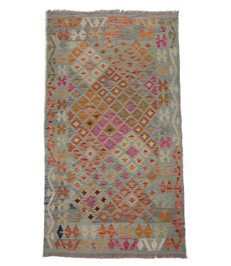 Kelimshop 197x117 cm Handgewebter Traditioneller Kelim Teppich Woll