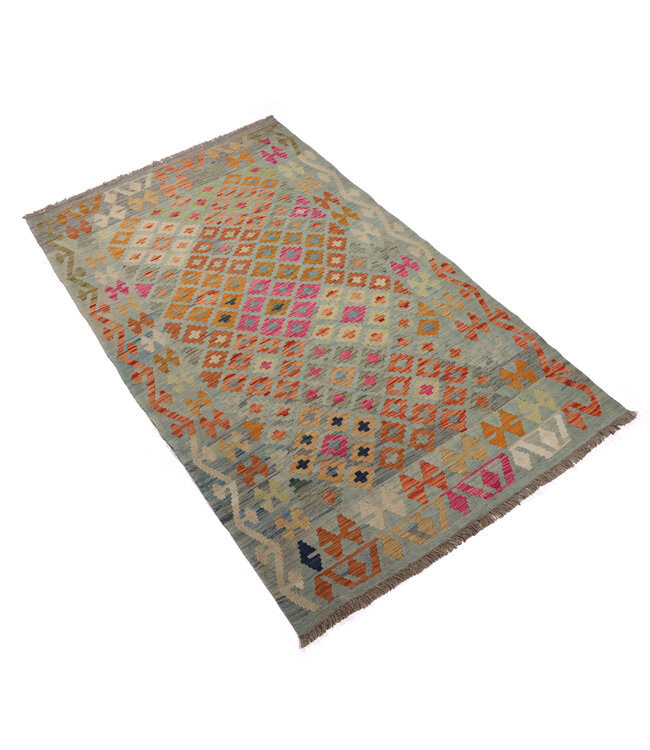 197x117 cm Handgewebter Traditioneller Kelim Teppich Woll