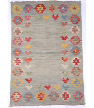 Kelimshop 177x123 cm Handgewebter Traditioneller Kelim Teppich Woll