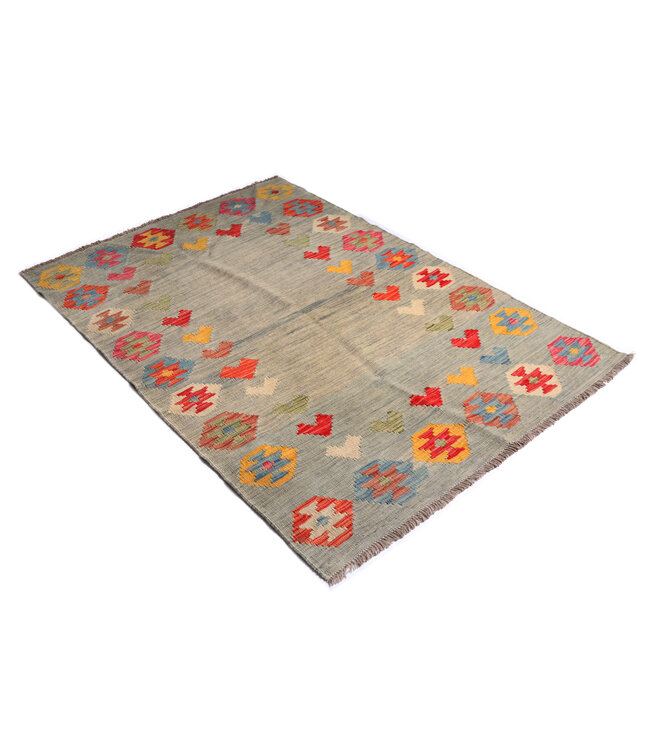 177x123 cm Handgeweven Traditionele Kelim Vloerkleed Wol Tapijt