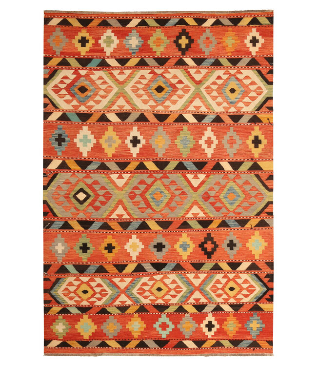 294x195cm Handwoven Traditional Kelim Area Rug Wool Carpet