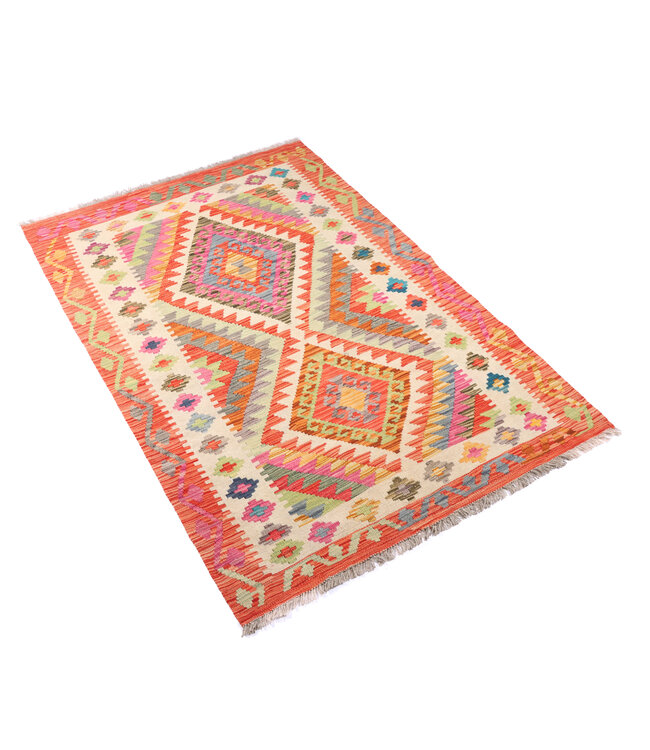 180x118 cm Handgeweven Traditionele Kelim Vloerkleed Wol Tapijt