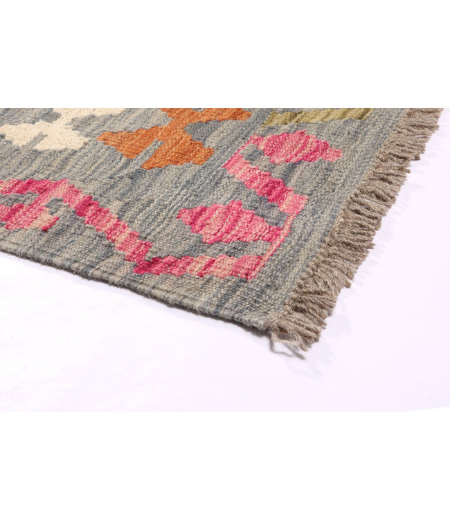 192x121 cm Handgeweven Traditionele Kelim Vloerkleed Wol Tapijt