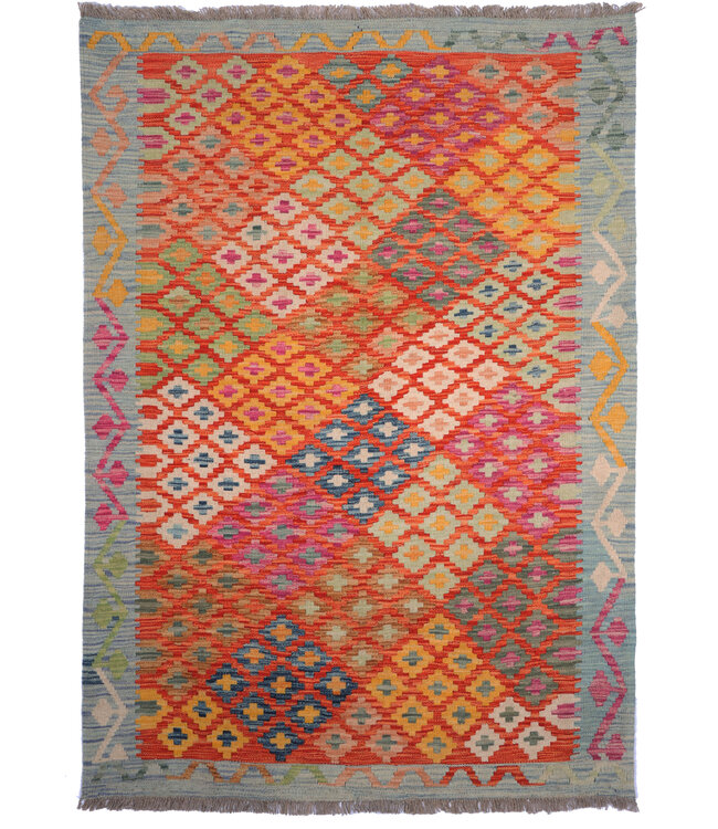 178x126 cm Handgewebter Traditioneller Kelim Teppich Woll