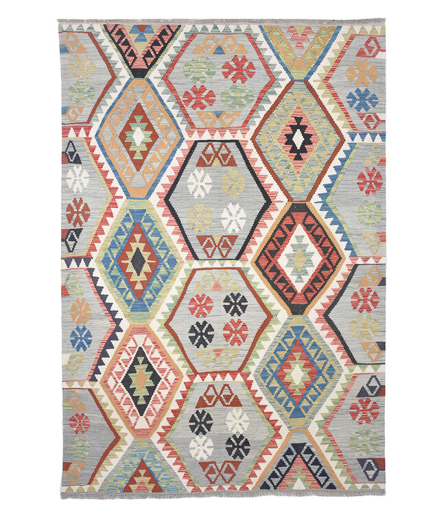248x178 cm Handwoven Traditional Kelim Area Rug Wool Carpet