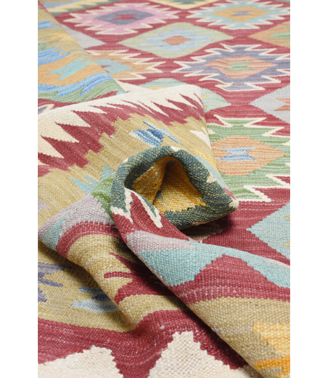 246x165 cm Handwoven Traditional Kelim Area Rug Wool Carpet