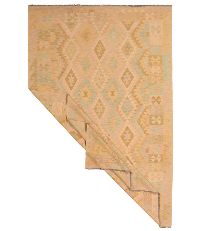 300x195cm Handgeweven Traditionele Kelim Vloerkleed Wol Tapijt