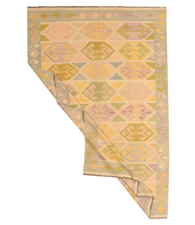 301x196cm Handgeweven Traditionele Kelim Vloerkleed Wol Tapijt