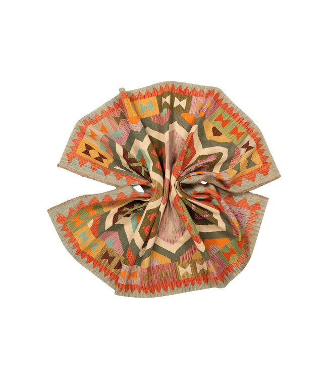 303x196cm Handgewebter Traditioneller Kelim Teppich Woll