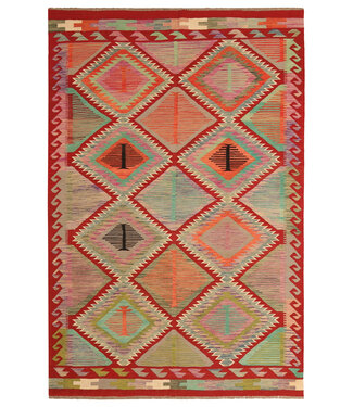 Kelimshop 293x190cm Handgewebter Traditioneller Kelim Teppich Woll