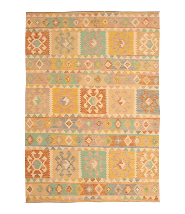 283x200cm Handgewebter Traditioneller Kelim Teppich Woll