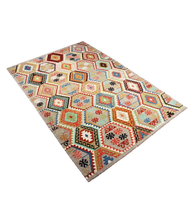291x200 cm Handwoven Traditional Kelim Area Rug Wool Carpet