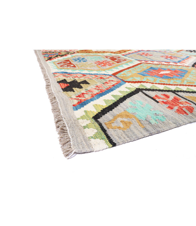 291x200 cm Handgeweven Traditionele Kelim Vloerkleed Wol Tapijt