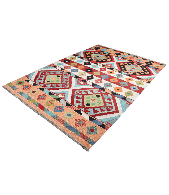 242x174cm Handgewebter Traditioneller Kelim Teppich Woll