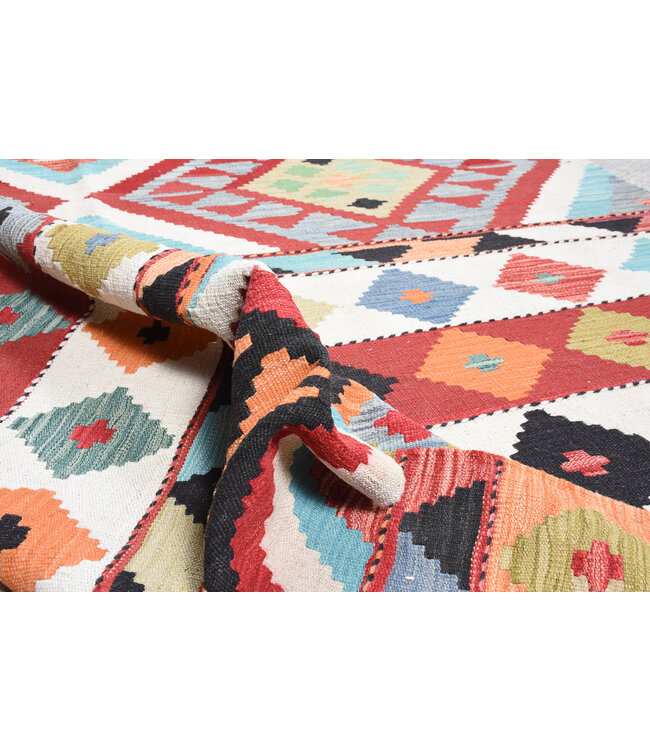 242x174cm Handgeweven Traditionele Kelim Vloerkleed Wol Tapijt