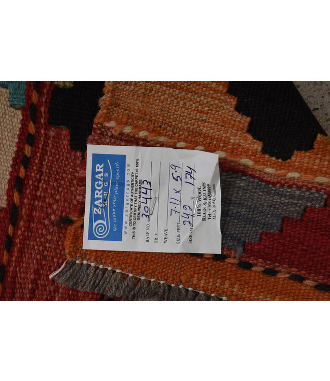 242x174cm Handwoven Traditional Kelim Area Rug Wool Carpet