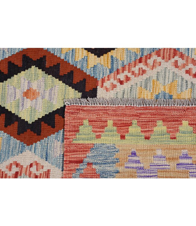 246x179 cm Handgeweven Traditionele Kelim Vloerkleed Wol Tapijt