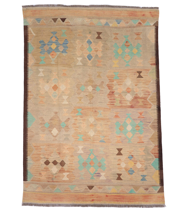 197x146 cm Handgewebter Traditioneller Kelim Teppich Woll