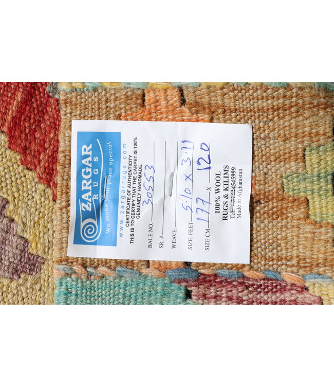 177x120 cm Handwoven Traditional Kelim Area Rug Wool Carpet