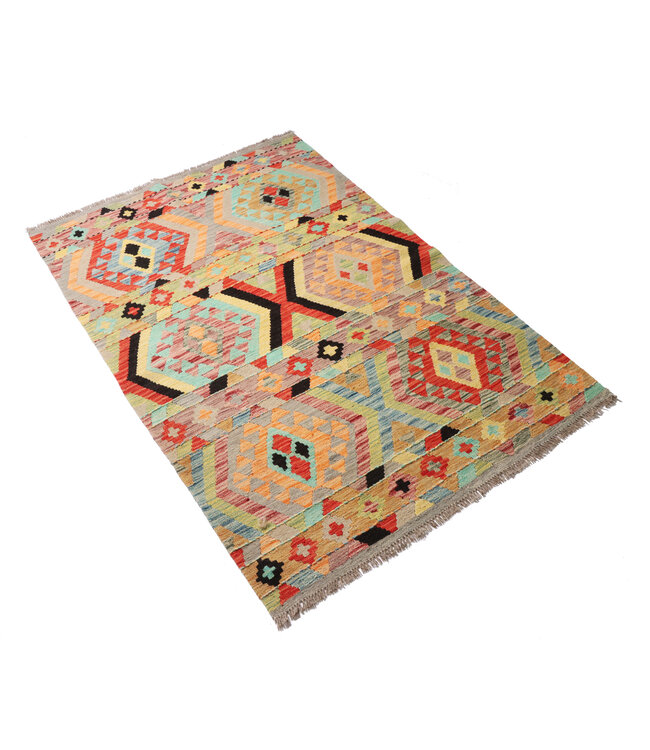 177x120  cm Handgeweven Traditionele Kelim Vloerkleed Wol Tapijt