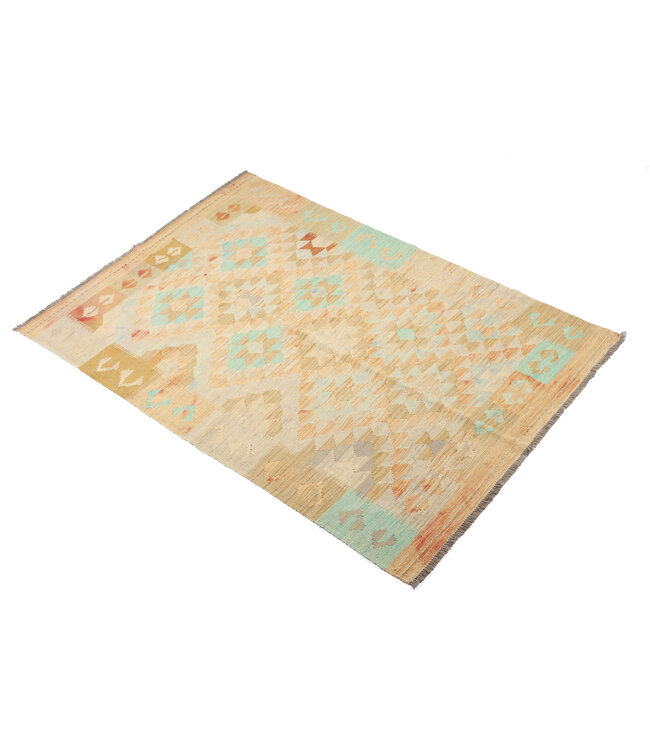 180x122  cm Handgeweven Traditionele Kelim Vloerkleed Wol Tapijt