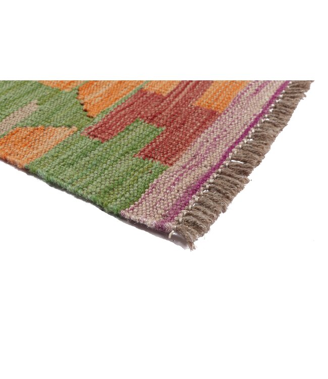 197x70  cm Handgeweven Kelim Loper  Wol  Vloerkleed Tapijt