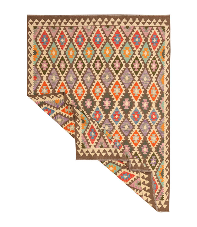 292x211cm Handgeweven Traditionele Kelim Vloerkleed Wol Tapijt