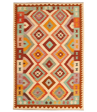 Kelimshop 302x193cm Handgewebter Traditioneller Kelim Teppich Woll