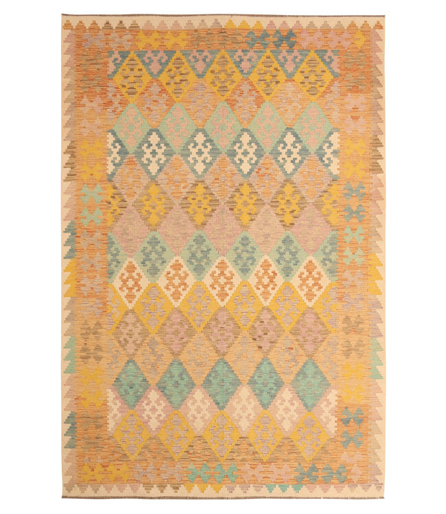 295x198cm Handgewebter Traditioneller Kelim Teppich Woll