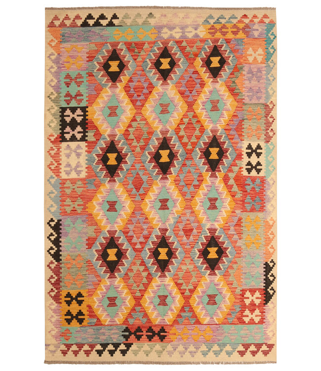 304x200cm Handwoven Traditional Kelim Area Rug Wool Carpet
