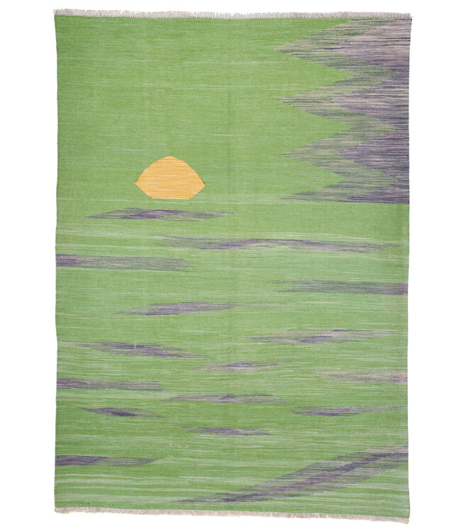 252x177 cm Handgewebter Moderner  Woll-Kelim-Teppich