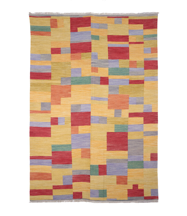 253x173 cm Handgewebter Moderner  Woll-Kelim-Teppich