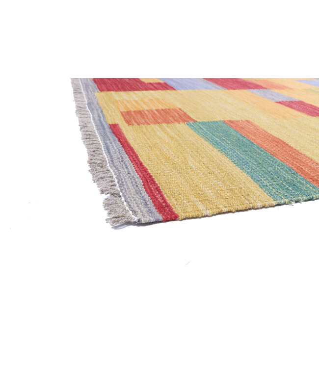 253x173 cm Handgewebter Moderner  Woll-Kelim-Teppich