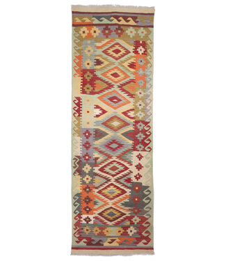 Kelimshop 285x96 cm Handgewebter Kelim Läufer  Wollteppich