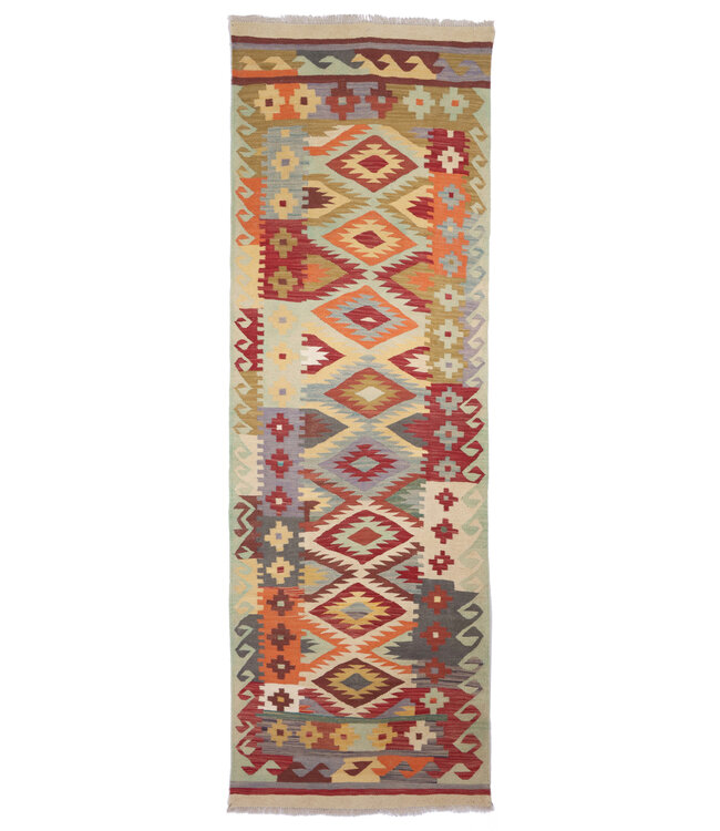 285x96 cm Handgewebter Kelim Läufer  Wollteppich