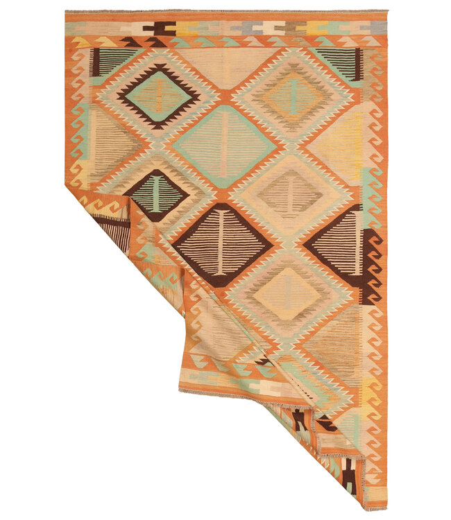 299x190cm Handgewebter Traditioneller Kelim Teppich Woll