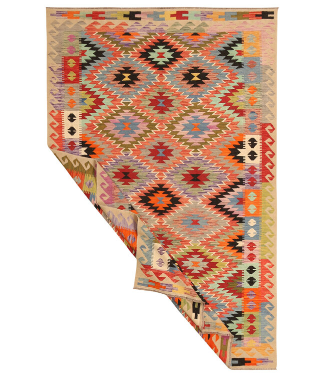 302x195cm Handwoven Traditional Kelim Area Rug Wool Carpet