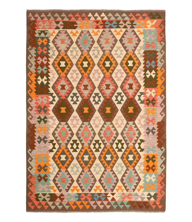 293x202cm Handgeweven Traditionele Kelim Vloerkleed Wol Tapijt