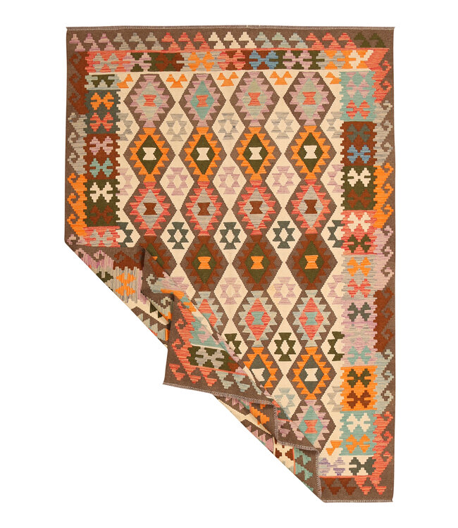 293x202cm Handgewebter Traditioneller Kelim Teppich Woll