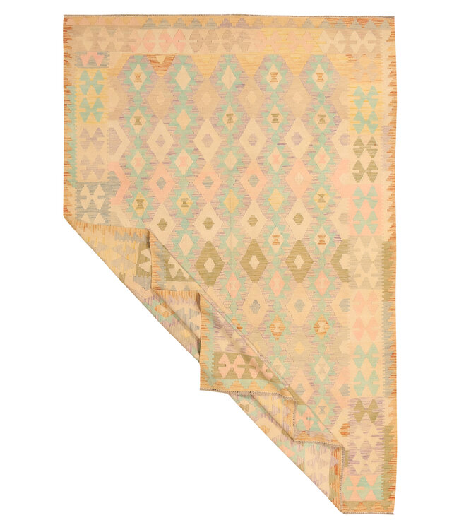 292x192cm Handgewebter Traditioneller Kelim Teppich Woll