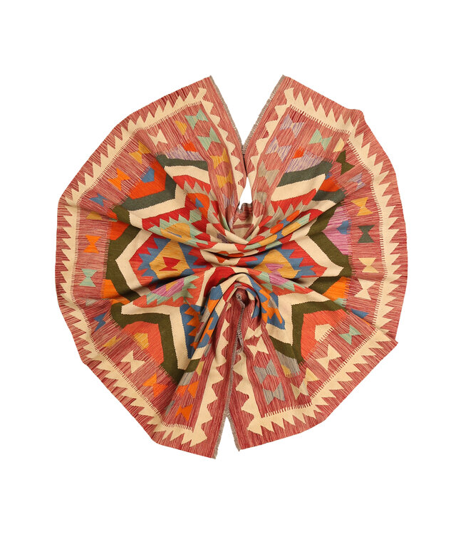 300x195cm Handgeweven Traditionele Kelim Vloerkleed Wol Tapijt