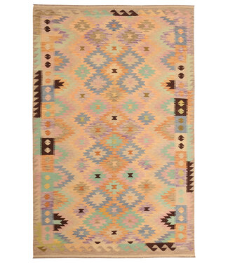 Kelimshop 302x190cm Handgewebter Traditioneller Kelim Teppich Woll